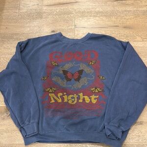 Project Social T Blue Crew Neck Sweater with Festive Graphic Print